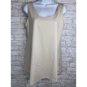 A'Nue Ligne Tactel Stretch Fitted Tank Top‎ Neutral Tan Beige Size Large